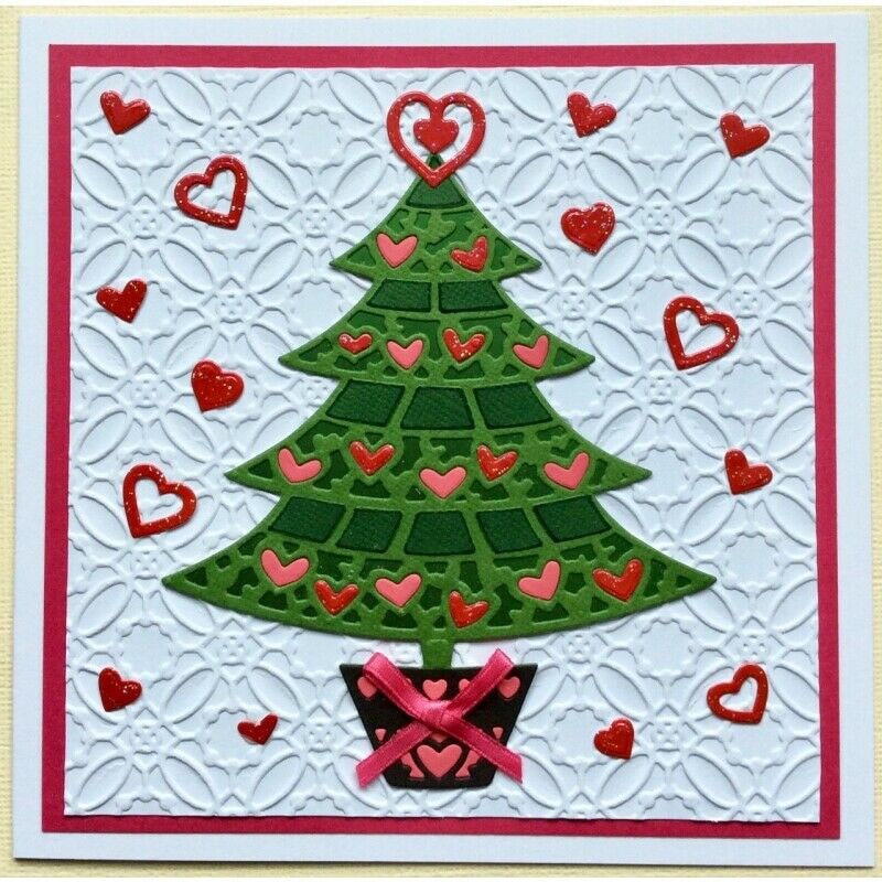 Die Cut Árbol de Navidad con Corazones