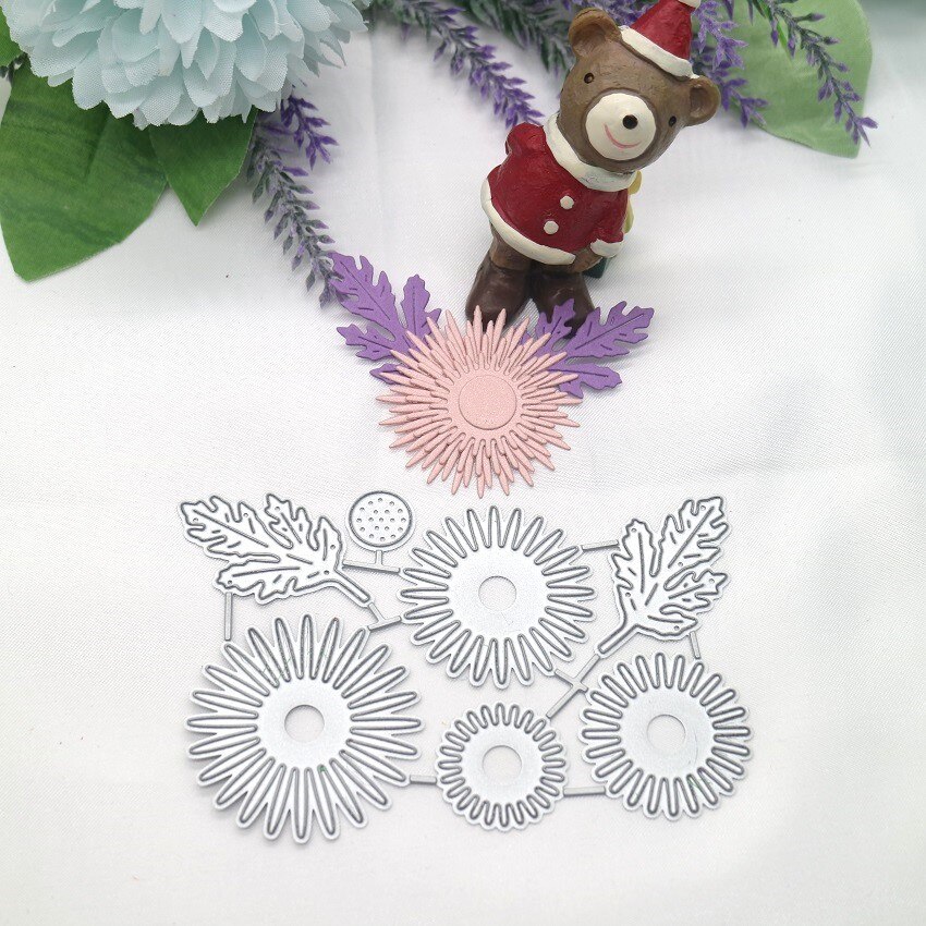 Die Cut Flores con Hojas y Estambre