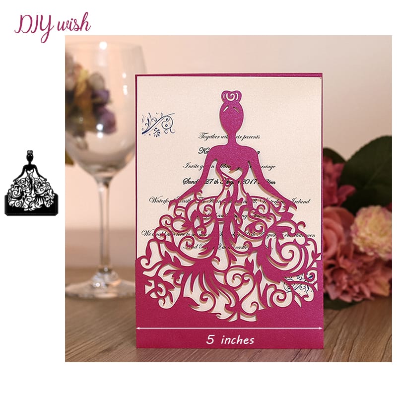 Die Cut Mujer con Vestido Calado para Tarjetas - Modelo "B"