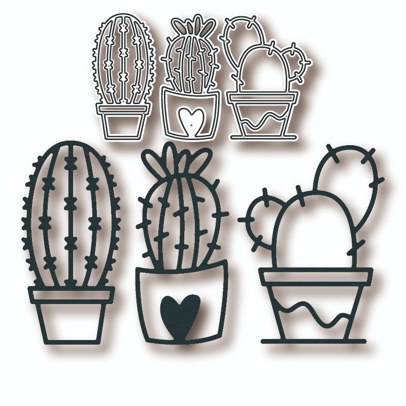 Die Cut Cactus con Maceta x 3