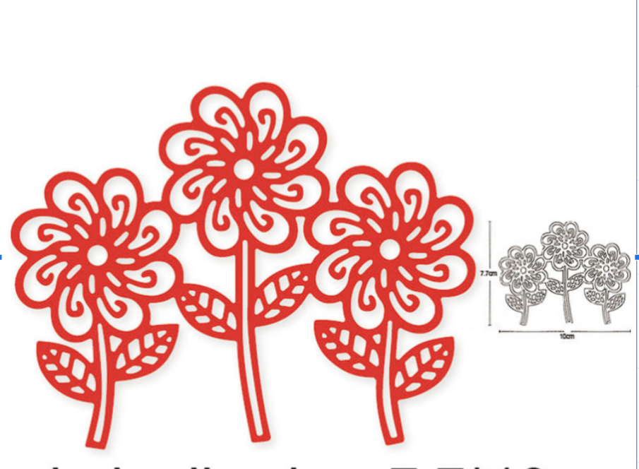 Die Cut Flores Huecas x 3 - Modelo "B"