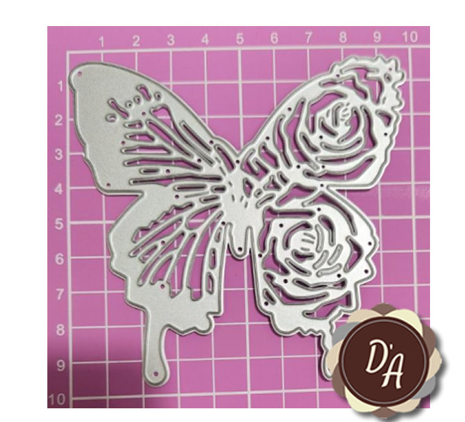 Die Cut Mariposa Calada Rosas 10 cm