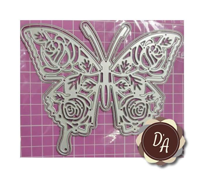 Die Cut Mariposa Calada Rosas 13 x 16 cm