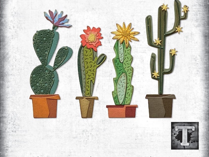 Die Cut Cactus en Maceta x 4