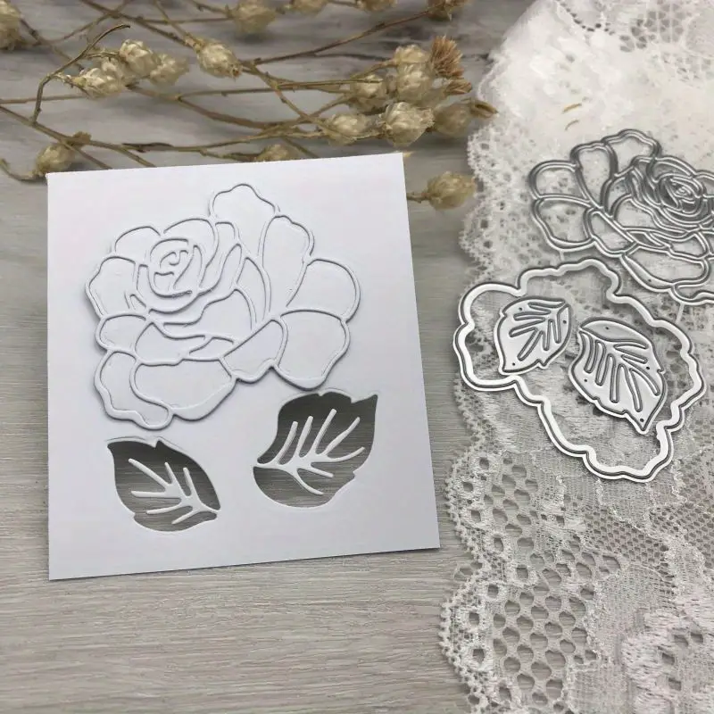 Die Cut Rosa con Hojas para Calar