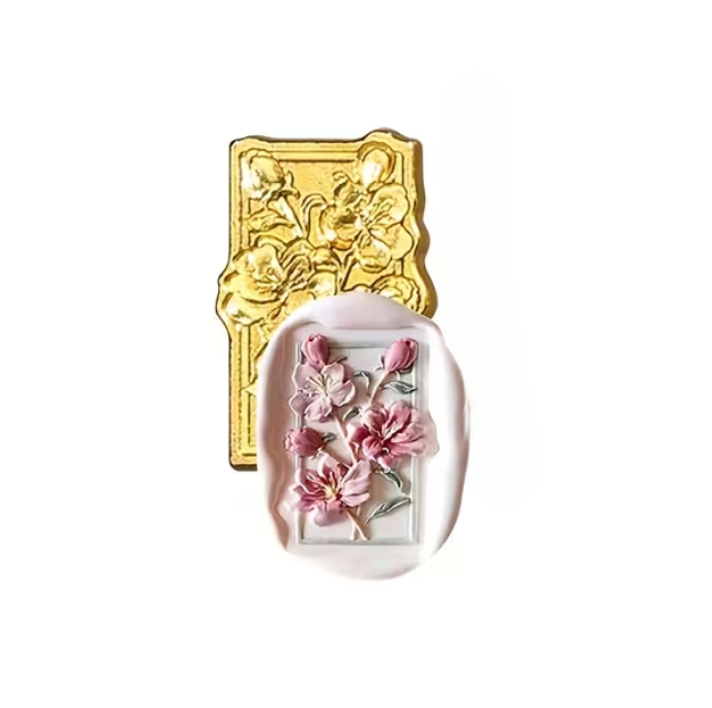 Sello Bronce Rectángulo de Flores «A»