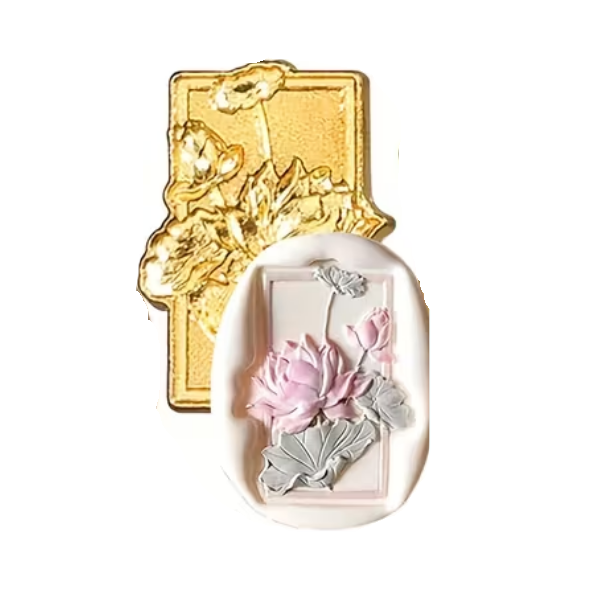 Sello Bronce Rectángulo de Flores «E»