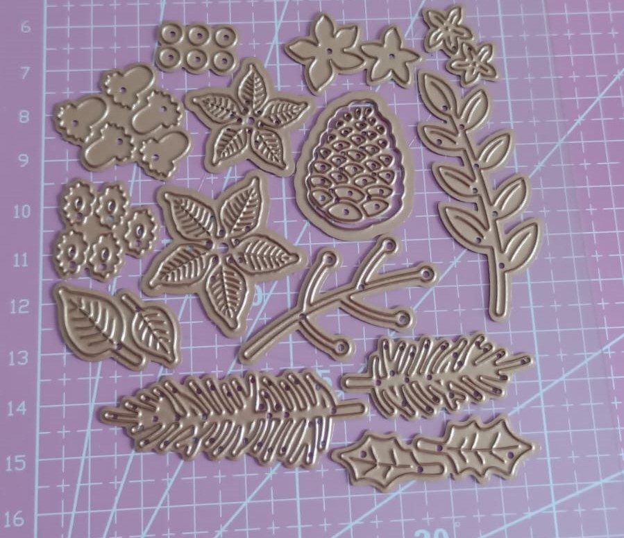 Die Cut Set de Flores y Hojas con Nervaduras