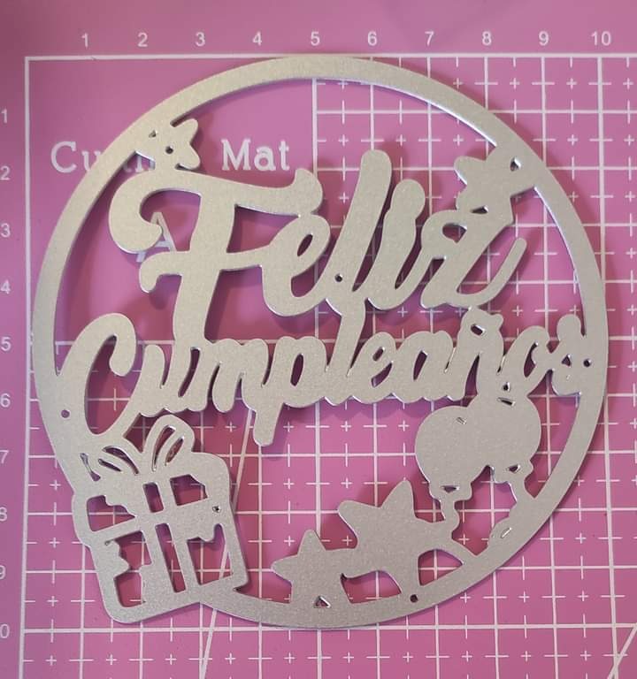 Die Cut Feliz Cumpleaños en Círculo 9 cm