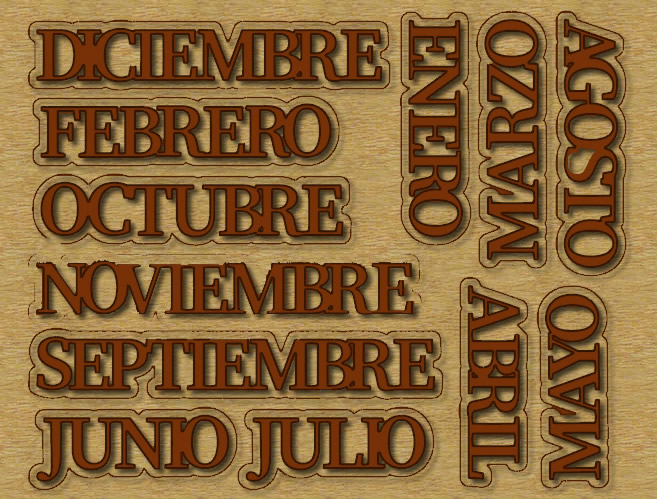 Die Cut Meses Imprenta Mayúscula Grandes