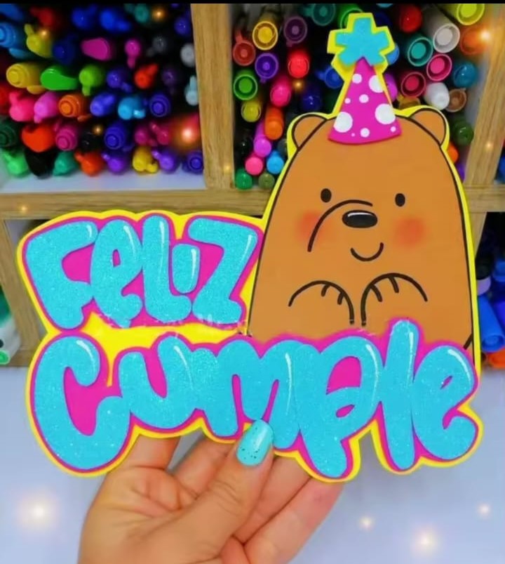 Die Cut Feliz Cumple con Osito
