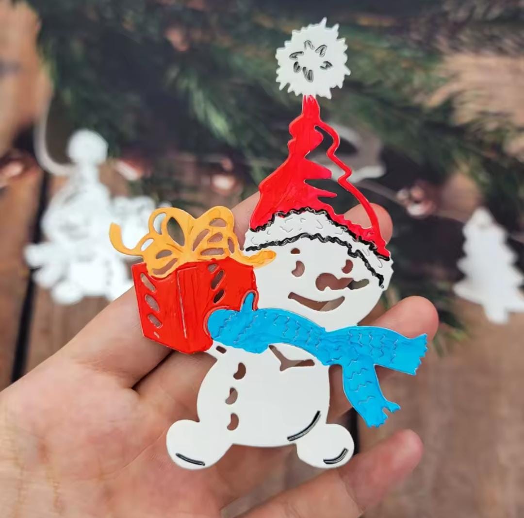 Die Cut Muñeco de Nieve con Regalo